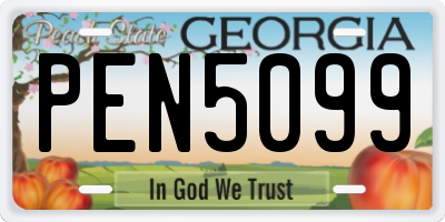 GA license plate PEN5099