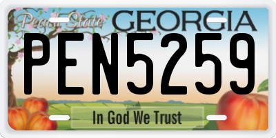 GA license plate PEN5259