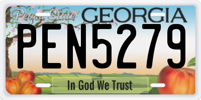 GA license plate PEN5279