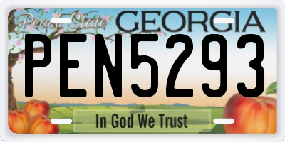 GA license plate PEN5293