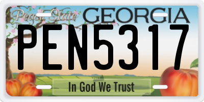 GA license plate PEN5317
