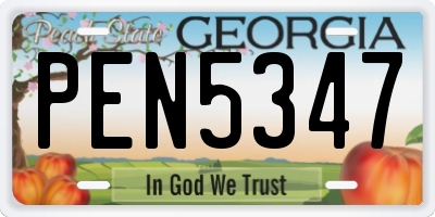 GA license plate PEN5347