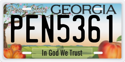 GA license plate PEN5361