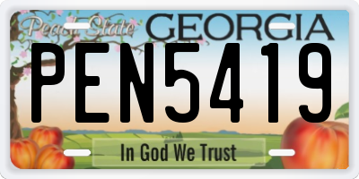 GA license plate PEN5419