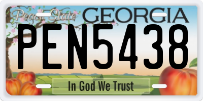 GA license plate PEN5438