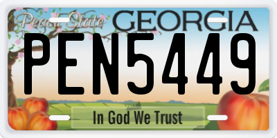 GA license plate PEN5449