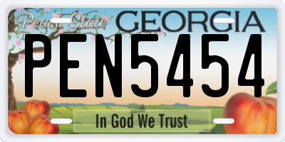 GA license plate PEN5454