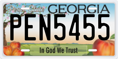 GA license plate PEN5455