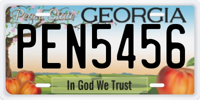GA license plate PEN5456