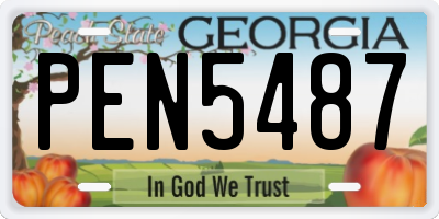 GA license plate PEN5487