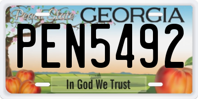 GA license plate PEN5492