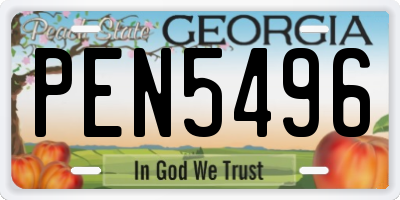 GA license plate PEN5496