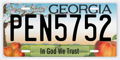 GA license plate PEN5752