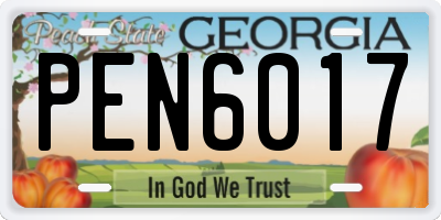 GA license plate PEN6017