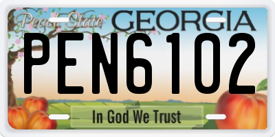 GA license plate PEN6102