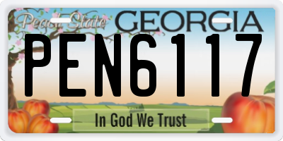GA license plate PEN6117