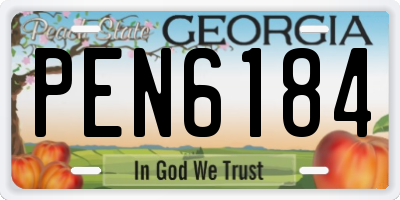 GA license plate PEN6184