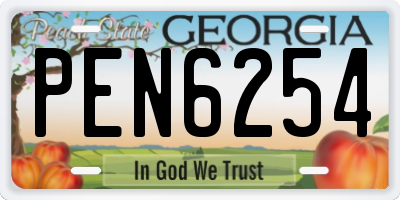 GA license plate PEN6254