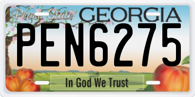 GA license plate PEN6275