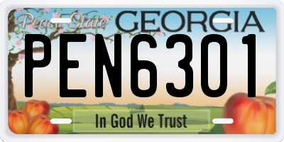 GA license plate PEN6301
