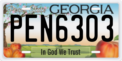 GA license plate PEN6303