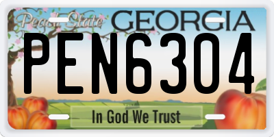 GA license plate PEN6304