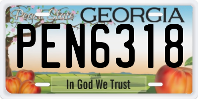 GA license plate PEN6318
