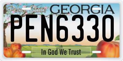 GA license plate PEN6330