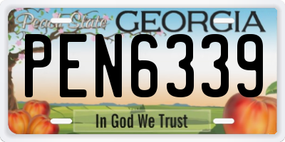 GA license plate PEN6339