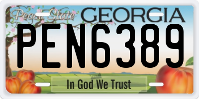 GA license plate PEN6389