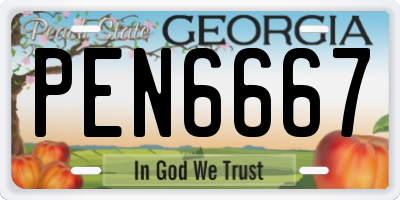 GA license plate PEN6667