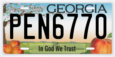 GA license plate PEN6770