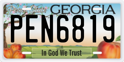 GA license plate PEN6819