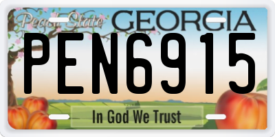 GA license plate PEN6915