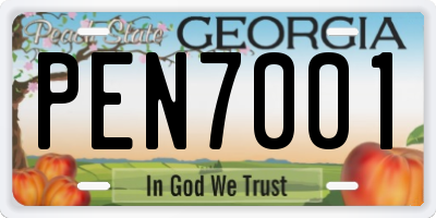 GA license plate PEN7001