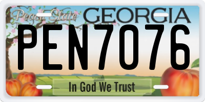 GA license plate PEN7076