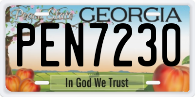 GA license plate PEN7230