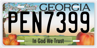 GA license plate PEN7399