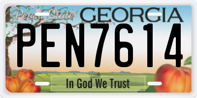 GA license plate PEN7614