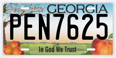 GA license plate PEN7625