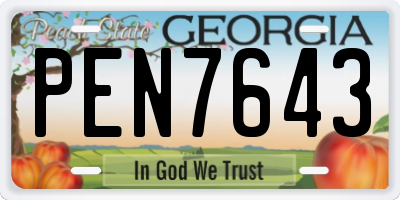 GA license plate PEN7643