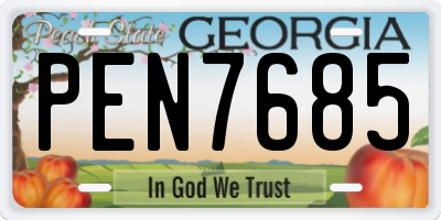 GA license plate PEN7685