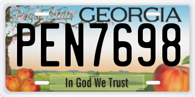 GA license plate PEN7698