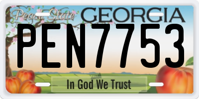 GA license plate PEN7753