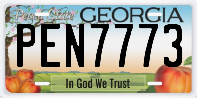 GA license plate PEN7773
