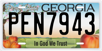 GA license plate PEN7943