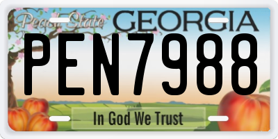 GA license plate PEN7988