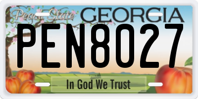 GA license plate PEN8027