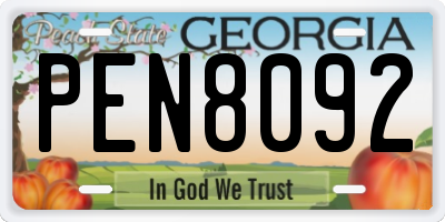 GA license plate PEN8092