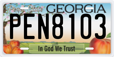 GA license plate PEN8103